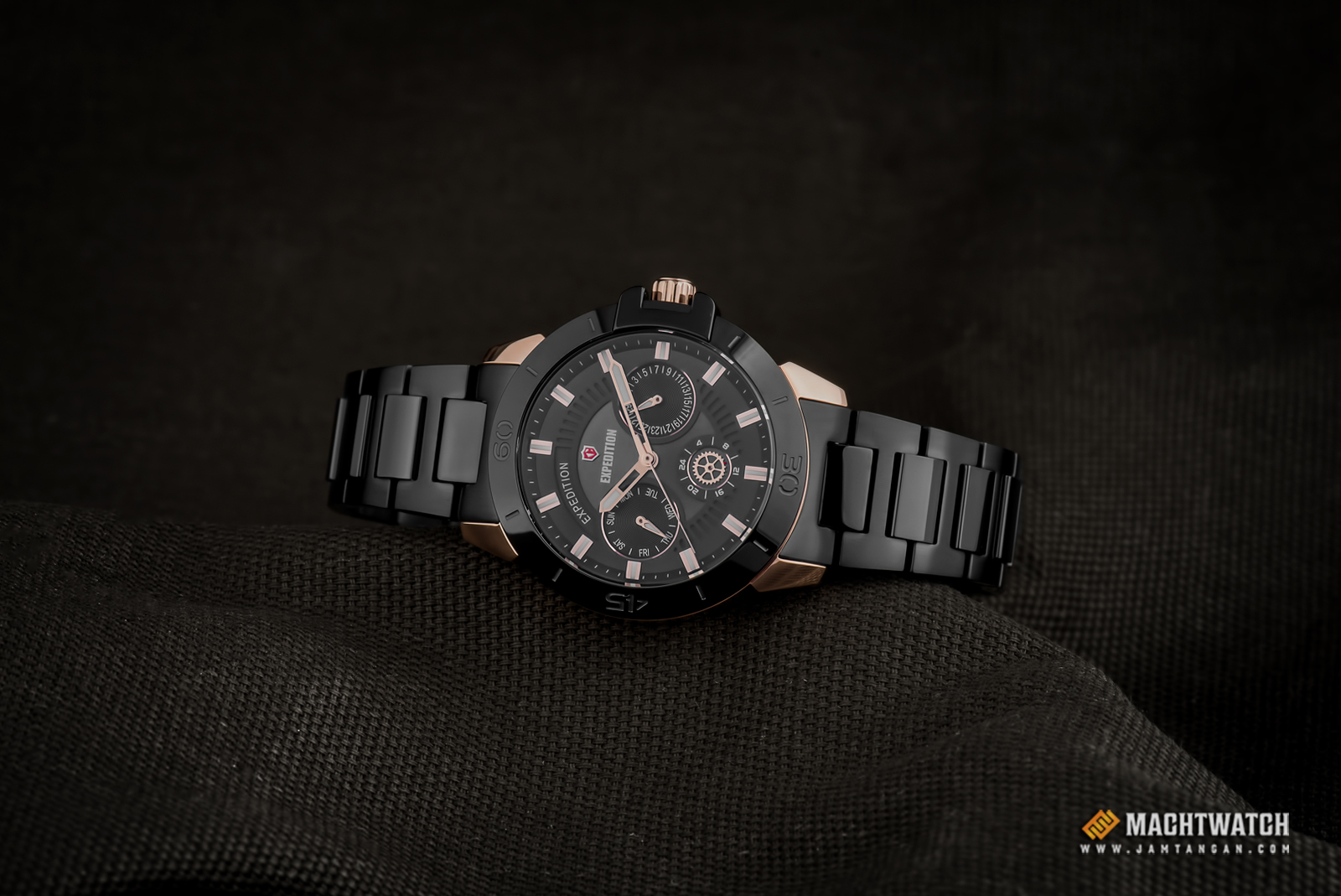 Expedition E 6758 BF BBRBA Ladies Black Dial Black Stainless Steel Strap Machtwatch